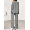 imagePRETTYGARDEN 2 Piece Lounge Sets for Women Fall Outfits 2025 Casual Loose Long Sleeve Tops Wide Leg Pants Matching Pajama SetGrey