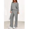 imagePRETTYGARDEN 2 Piece Lounge Sets for Women Fall Outfits 2025 Casual Loose Long Sleeve Tops Wide Leg Pants Matching Pajama SetGrey