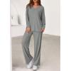imagePRETTYGARDEN 2 Piece Lounge Sets for Women Fall Outfits 2025 Casual Loose Long Sleeve Tops Wide Leg Pants Matching Pajama SetGrey