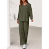 imagePRETTYGARDEN 2 Piece Lounge Sets for Women Fall Outfits 2025 Casual Loose Long Sleeve Tops Wide Leg Pants Matching Pajama SetGrey Green