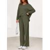 imagePRETTYGARDEN 2 Piece Lounge Sets for Women Fall Outfits 2025 Casual Loose Long Sleeve Tops Wide Leg Pants Matching Pajama SetGrey Green