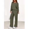 imagePRETTYGARDEN 2 Piece Lounge Sets for Women Fall Outfits 2025 Casual Loose Long Sleeve Tops Wide Leg Pants Matching Pajama SetGrey Green