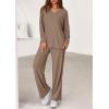 imagePRETTYGARDEN 2 Piece Lounge Sets for Women Fall Outfits 2025 Casual Loose Long Sleeve Tops Wide Leg Pants Matching Pajama SetKhaki