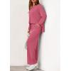 imagePRETTYGARDEN 2 Piece Lounge Sets for Women Fall Outfits 2025 Casual Loose Long Sleeve Tops Wide Leg Pants Matching Pajama SetPink