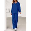 imagePRETTYGARDEN 2 Piece Lounge Sets for Women Fall Outfits 2025 Casual Loose Long Sleeve Tops Wide Leg Pants Matching Pajama SetRoyal Blue