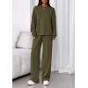 imagePRETTYGARDEN 2 Piece Sets For Women Fall Trendy Long Sleeve Sweatshirt Wide Leg Pants Loungewear Set Matching SweatsuitArmy Green