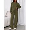imagePRETTYGARDEN 2 Piece Sets For Women Fall Trendy Long Sleeve Sweatshirt Wide Leg Pants Loungewear Set Matching SweatsuitArmy Green
