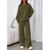imagePRETTYGARDEN 2 Piece Sets For Women Fall Trendy Long Sleeve Sweatshirt Wide Leg Pants Loungewear Set Matching SweatsuitArmy Green