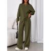imagePRETTYGARDEN 2 Piece Sets For Women Fall Trendy Long Sleeve Sweatshirt Wide Leg Pants Loungewear Set Matching SweatsuitArmy Green
