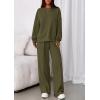 imagePRETTYGARDEN 2 Piece Sets For Women Fall Trendy Long Sleeve Sweatshirt Wide Leg Pants Loungewear Set Matching SweatsuitArmy Green