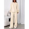 imagePRETTYGARDEN 2 Piece Sets For Women Fall Trendy Long Sleeve Sweatshirt Wide Leg Pants Loungewear Set Matching SweatsuitBeige