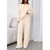imagePRETTYGARDEN 2 Piece Sets For Women Fall Trendy Long Sleeve Sweatshirt Wide Leg Pants Loungewear Set Matching SweatsuitBeige