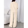 imagePRETTYGARDEN 2 Piece Sets For Women Fall Trendy Long Sleeve Sweatshirt Wide Leg Pants Loungewear Set Matching SweatsuitBeige