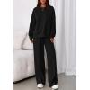 imagePRETTYGARDEN 2 Piece Sets For Women Fall Trendy Long Sleeve Sweatshirt Wide Leg Pants Loungewear Set Matching SweatsuitBlack