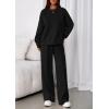 imagePRETTYGARDEN 2 Piece Sets For Women Fall Trendy Long Sleeve Sweatshirt Wide Leg Pants Loungewear Set Matching SweatsuitBlack