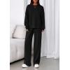 imagePRETTYGARDEN 2 Piece Sets For Women Fall Trendy Long Sleeve Sweatshirt Wide Leg Pants Loungewear Set Matching SweatsuitBlack
