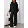 imagePRETTYGARDEN 2 Piece Sets For Women Fall Trendy Long Sleeve Sweatshirt Wide Leg Pants Loungewear Set Matching SweatsuitBlack
