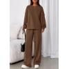 imagePRETTYGARDEN 2 Piece Sets For Women Fall Trendy Long Sleeve Sweatshirt Wide Leg Pants Loungewear Set Matching SweatsuitBrown