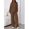 imagePRETTYGARDEN 2 Piece Sets For Women Fall Trendy Long Sleeve Sweatshirt Wide Leg Pants Loungewear Set Matching SweatsuitBrown