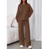 imagePRETTYGARDEN 2 Piece Sets For Women Fall Trendy Long Sleeve Sweatshirt Wide Leg Pants Loungewear Set Matching SweatsuitBrown