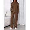 imagePRETTYGARDEN 2 Piece Sets For Women Fall Trendy Long Sleeve Sweatshirt Wide Leg Pants Loungewear Set Matching SweatsuitBrown