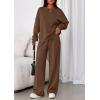 imagePRETTYGARDEN 2 Piece Sets For Women Fall Trendy Long Sleeve Sweatshirt Wide Leg Pants Loungewear Set Matching SweatsuitBrown