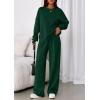 imagePRETTYGARDEN 2 Piece Sets For Women Fall Trendy Long Sleeve Sweatshirt Wide Leg Pants Loungewear Set Matching SweatsuitDark Green