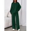 imagePRETTYGARDEN 2 Piece Sets For Women Fall Trendy Long Sleeve Sweatshirt Wide Leg Pants Loungewear Set Matching SweatsuitDark Green