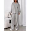 imagePRETTYGARDEN 2 Piece Sets For Women Fall Trendy Long Sleeve Sweatshirt Wide Leg Pants Loungewear Set Matching SweatsuitGrey