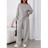 imagePRETTYGARDEN 2 Piece Sets For Women Fall Trendy Long Sleeve Sweatshirt Wide Leg Pants Loungewear Set Matching SweatsuitGrey