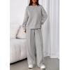 imagePRETTYGARDEN 2 Piece Sets For Women Fall Trendy Long Sleeve Sweatshirt Wide Leg Pants Loungewear Set Matching SweatsuitGrey