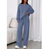 imagePRETTYGARDEN 2 Piece Sets For Women Fall Trendy Long Sleeve Sweatshirt Wide Leg Pants Loungewear Set Matching SweatsuitGrey Blue