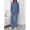 imagePRETTYGARDEN 2 Piece Sets For Women Fall Trendy Long Sleeve Sweatshirt Wide Leg Pants Loungewear Set Matching SweatsuitGrey Blue