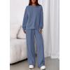imagePRETTYGARDEN 2 Piece Sets For Women Fall Trendy Long Sleeve Sweatshirt Wide Leg Pants Loungewear Set Matching SweatsuitGrey Blue