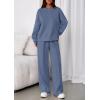 imagePRETTYGARDEN 2 Piece Sets For Women Fall Trendy Long Sleeve Sweatshirt Wide Leg Pants Loungewear Set Matching SweatsuitGrey Blue