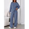 imagePRETTYGARDEN 2 Piece Sets For Women Fall Trendy Long Sleeve Sweatshirt Wide Leg Pants Loungewear Set Matching SweatsuitGrey Blue
