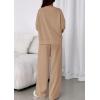 imagePRETTYGARDEN 2 Piece Sets For Women Fall Trendy Long Sleeve Sweatshirt Wide Leg Pants Loungewear Set Matching SweatsuitKhaki