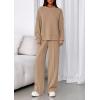 imagePRETTYGARDEN 2 Piece Sets For Women Fall Trendy Long Sleeve Sweatshirt Wide Leg Pants Loungewear Set Matching SweatsuitKhaki