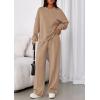 imagePRETTYGARDEN 2 Piece Sets For Women Fall Trendy Long Sleeve Sweatshirt Wide Leg Pants Loungewear Set Matching SweatsuitKhaki