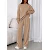 imagePRETTYGARDEN 2 Piece Sets For Women Fall Trendy Long Sleeve Sweatshirt Wide Leg Pants Loungewear Set Matching SweatsuitKhaki