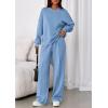 imagePRETTYGARDEN 2 Piece Sets For Women Fall Trendy Long Sleeve Sweatshirt Wide Leg Pants Loungewear Set Matching SweatsuitLight Blue