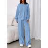 imagePRETTYGARDEN 2 Piece Sets For Women Fall Trendy Long Sleeve Sweatshirt Wide Leg Pants Loungewear Set Matching SweatsuitLight Blue