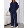 imagePRETTYGARDEN 2 Piece Sets For Women Fall Trendy Long Sleeve Sweatshirt Wide Leg Pants Loungewear Set Matching SweatsuitNavy