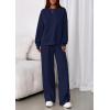 imagePRETTYGARDEN 2 Piece Sets For Women Fall Trendy Long Sleeve Sweatshirt Wide Leg Pants Loungewear Set Matching SweatsuitNavy