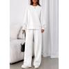 imagePRETTYGARDEN 2 Piece Sets For Women Fall Trendy Long Sleeve Sweatshirt Wide Leg Pants Loungewear Set Matching SweatsuitWhite