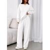 imagePRETTYGARDEN 2 Piece Sets For Women Fall Trendy Long Sleeve Sweatshirt Wide Leg Pants Loungewear Set Matching SweatsuitWhite