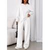 imagePRETTYGARDEN 2 Piece Sets For Women Fall Trendy Long Sleeve Sweatshirt Wide Leg Pants Loungewear Set Matching SweatsuitWhite