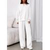 imagePRETTYGARDEN 2 Piece Sets For Women Fall Trendy Long Sleeve Sweatshirt Wide Leg Pants Loungewear Set Matching SweatsuitWhite