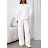 imagePRETTYGARDEN 2 Piece Sets For Women Fall Trendy Long Sleeve Sweatshirt Wide Leg Pants Loungewear Set Matching SweatsuitWhite