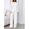 imagePRETTYGARDEN 2 Piece Sets For Women Fall Trendy Long Sleeve Sweatshirt Wide Leg Pants Loungewear Set Matching SweatsuitWhite